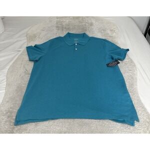 New St John's Bay Mens Blue Short Sleeve Polo Shirt Size XL Classic Solid